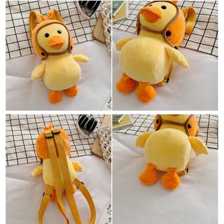 Balo gấu bông vịt vàng đội nón bảo hiểm dễ thương