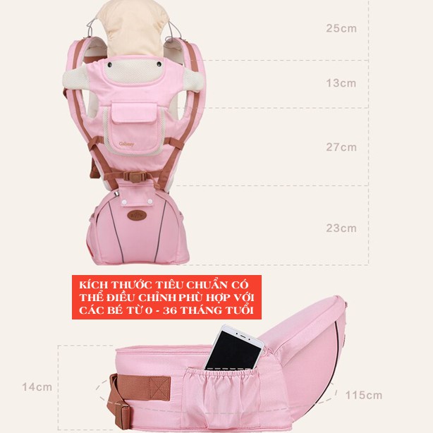 Địu em bé GABESY đa chức năng, địu em bé sơ sinh 0-36 tháng thoáng khí