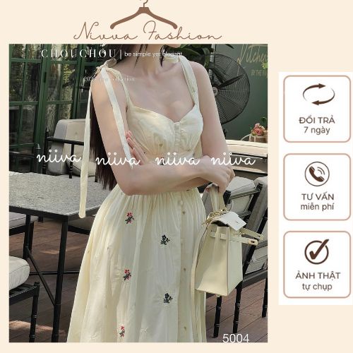 Đầm Maxi Đi Biển, Váy Đầm Nữ Dáng Xòe 2 Dây Họa Tiết Chất Vải Xô Cao Cấp