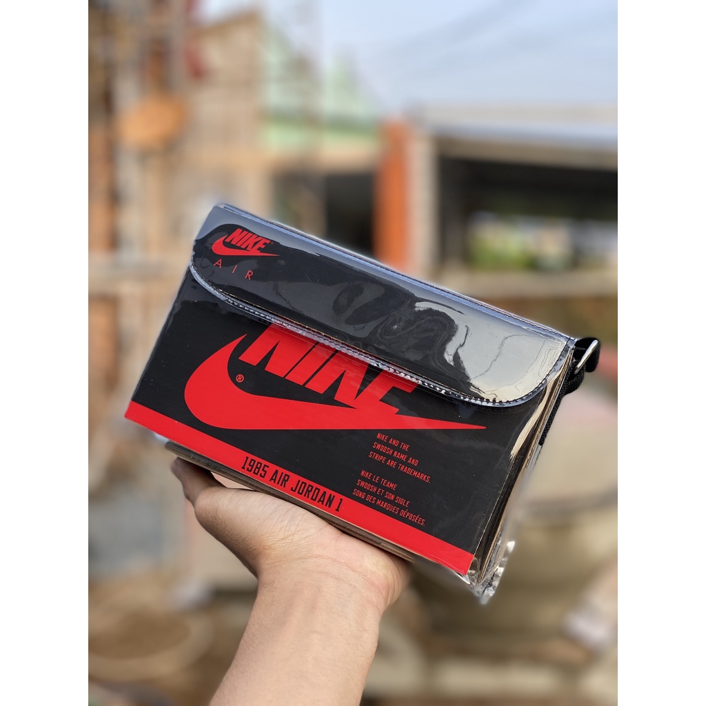 Túi hộp trong suốt nike Đỏ Đen