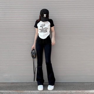 Quần jean ống loe form dài 2 túi kiểu - leda
