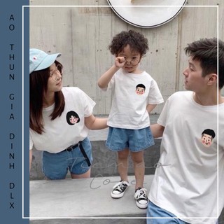 Áo Thun Gia Đình Bố Mẹ Bé Màu Trắng In Logo Khuôn Mặt Local Brand DLX Áo Phông Đẹp Chất Thun 35% Cotton