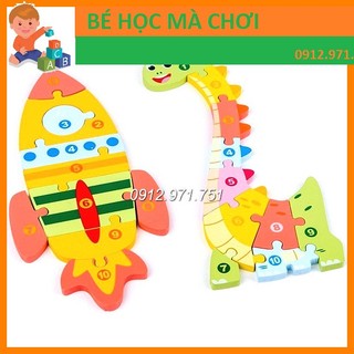 [LOẠI TO] Đồ Chơi Tranh Ghép Hình Nổi 3D  nối số tương ứng số 1-10  giúp bé học số đếm ghép số