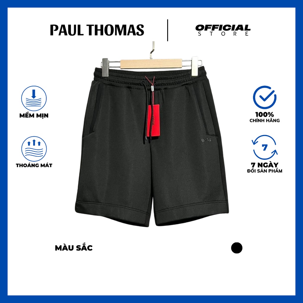 SHORT NỈ NAM ĐEN TRƠN DÁNG TRÊN ĐẦU GỐI, HÀNG CHÍNH HÃNG CAO CẤP- HUGO BOSS