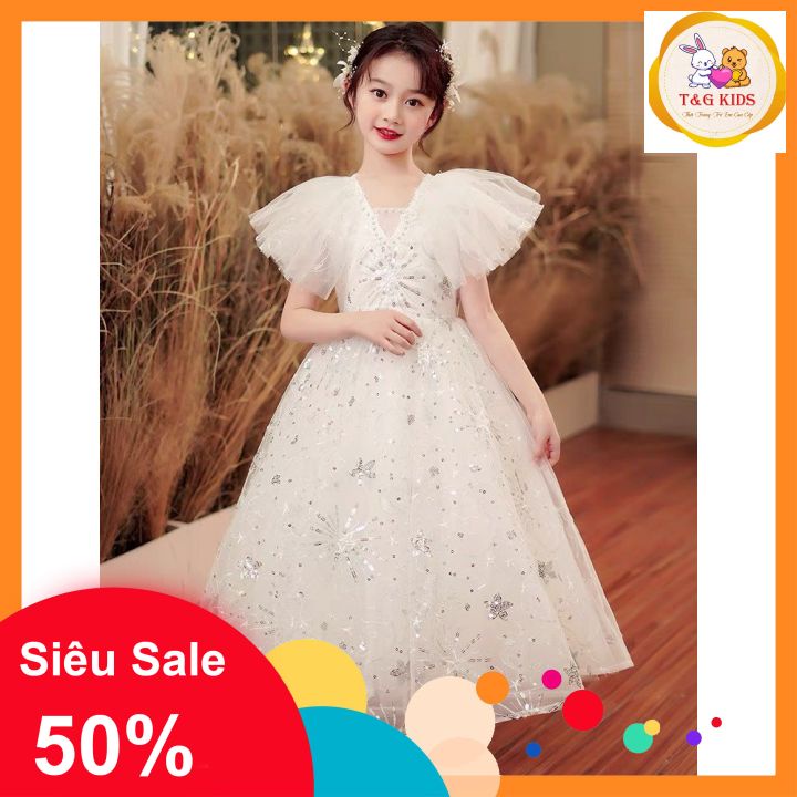 Váy Đầm Công Chúa bé gái tay cánh tiên chất liệu voan lưới cao cấp 8kg-40kg váy công chúa, đầm dự tiệc, váy xòe bồng