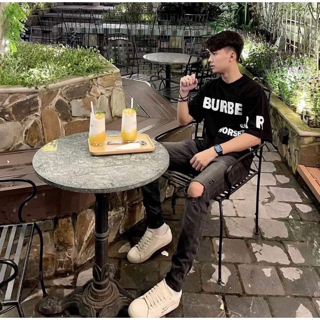 Áo Phông Nam Nữ BURBERRY Chất Liệu Cotton Co Giãn THoáng Mát - Hình In 5D Siêu Nét