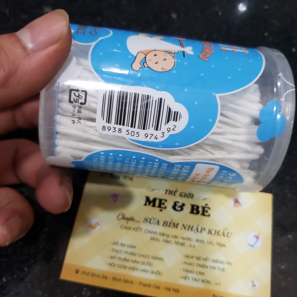 Tăm bông sơ sinh Life Newborn, tăm bông kháng khuẩn đầu tăm siêu nhỏ, thân giấy an toàn cho bé hộp 200 que Shop bé Titi