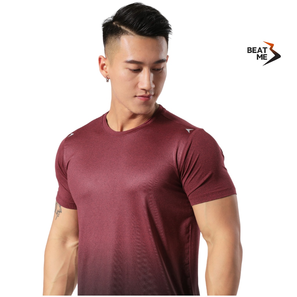 Áo Thun Nam Thể Thao Cổ Tròn Tập Gym Chạy Bộ Beatme Form Body Vái Siêu Mát Màu Đỏ Ombre Thoải Mái Tập Luyện Mùa Hè
