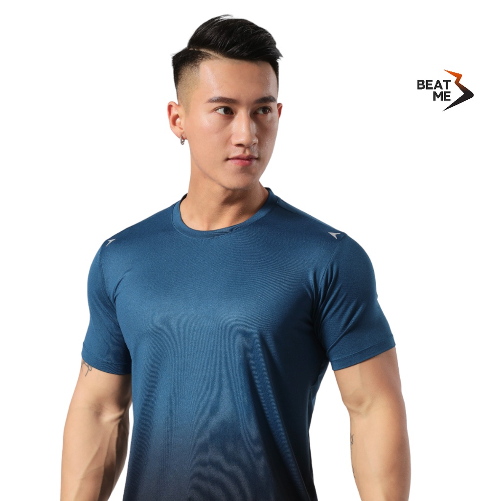 Áo Thun Nam Thể Thao Cổ Tròn Tập Gym Chạy Bộ Beatme Form Body Vái Siêu Mát Màu Xanh Ombre Thoải Mái Tập Luyện Mùa Hè