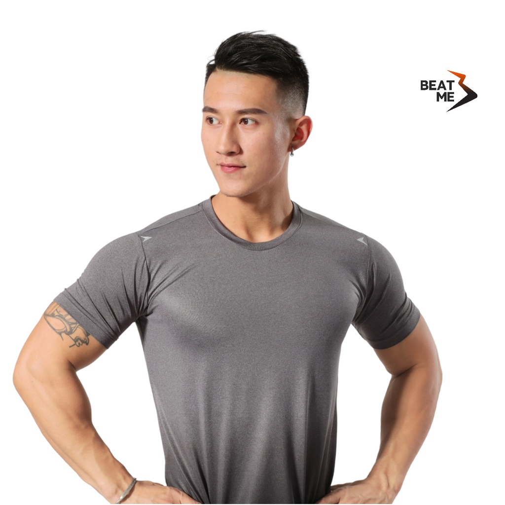 Áo Thun Nam Thể Thao Dáng Ôm Màu Xám Ombre Vải Mát Thấm Hút Mùa Hè BeatMe