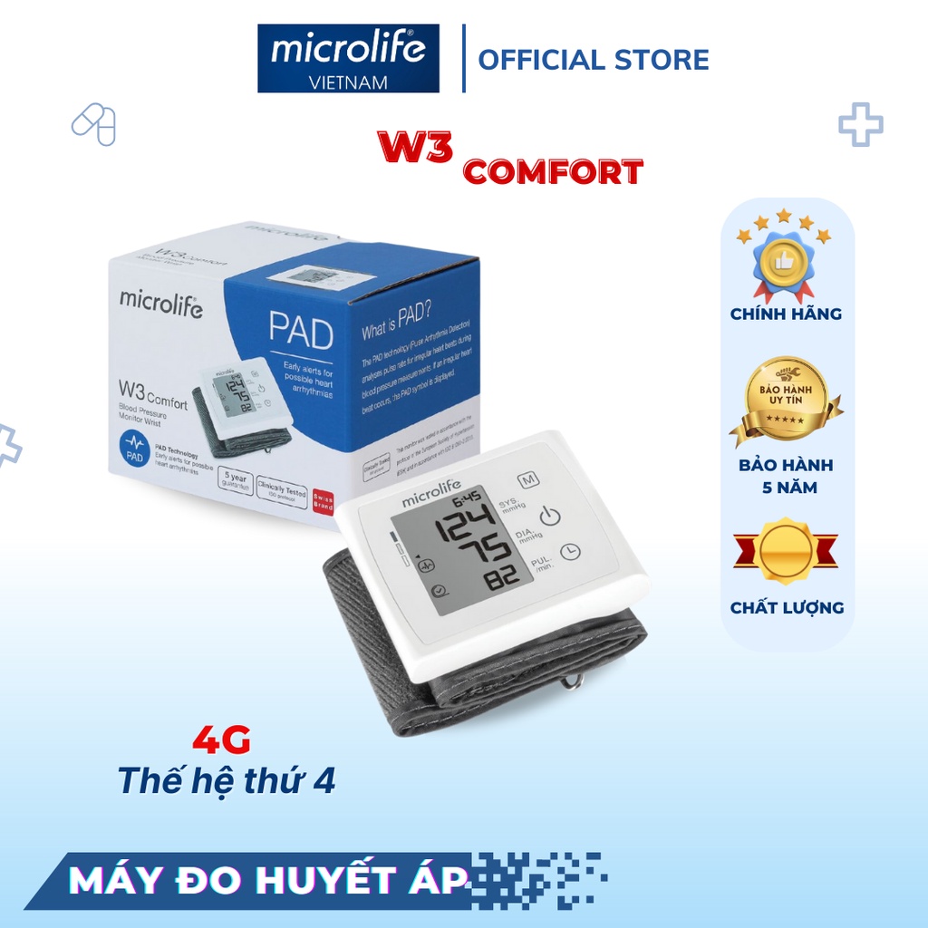 Máy đo huyết áp cổ tay MICROLIFE W3 Comfort đo chính xác nhờ công nghệ IMT