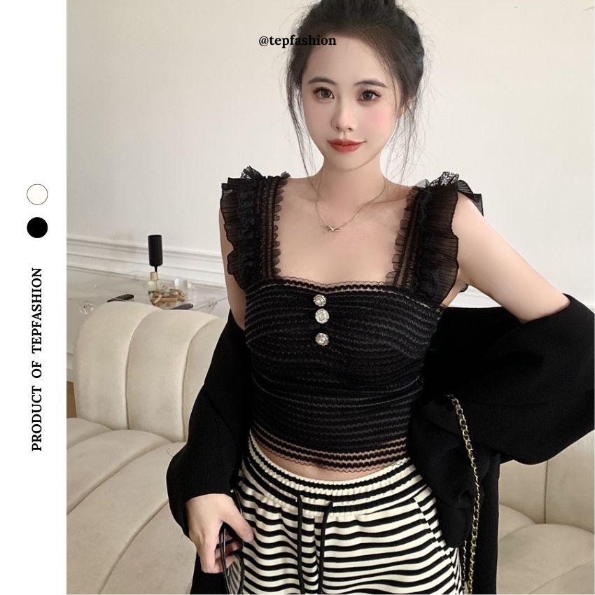 Áo Hai Dây Công Chúa Áo Bra Ren Tiểu Thư, Áo 2 Dây Ren Công Chúa Hoa Nổi Có Mút Ngực Sexy Tep Fashion