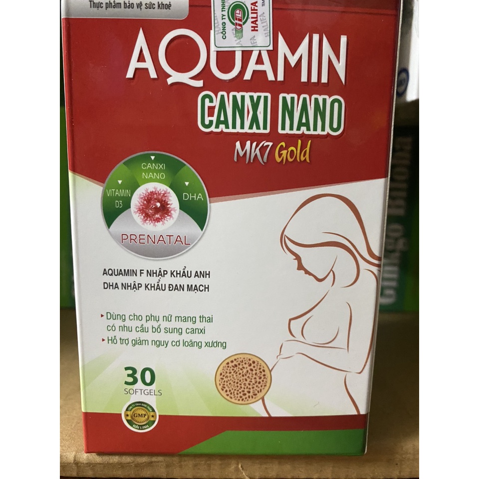 (Giá tốt,hiệu quả) Canxi cho bà bầu Aquamin Canxi nano mk7 - Canxi chiết xuất tảo biển Aquamin F nano-Hộp 30v ( Màu đỏ )