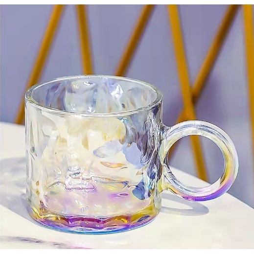 Cốc thuỷ tinh hologram hoa văn CTT45 cute dễ thương decor vintage 320ml