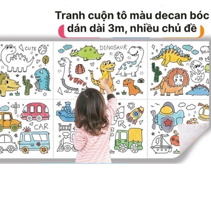 Tranh Tô Màu Nhiều Hình Cho Bé Cuộn Dài 3 Mét