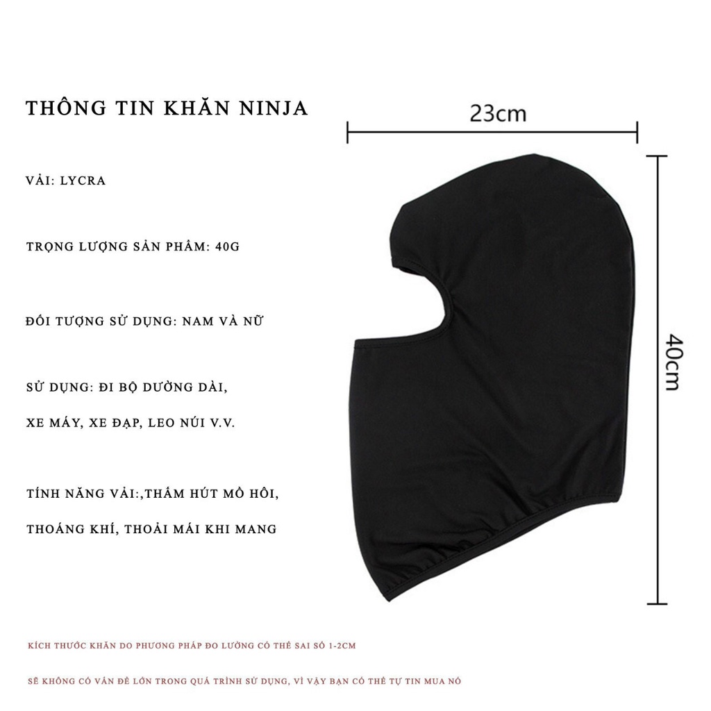 Khăn trùm đầu ninja phượt fullface chống nắng loại 1, Vải cao cấp, thoáng mát, co dãn 4 chiều