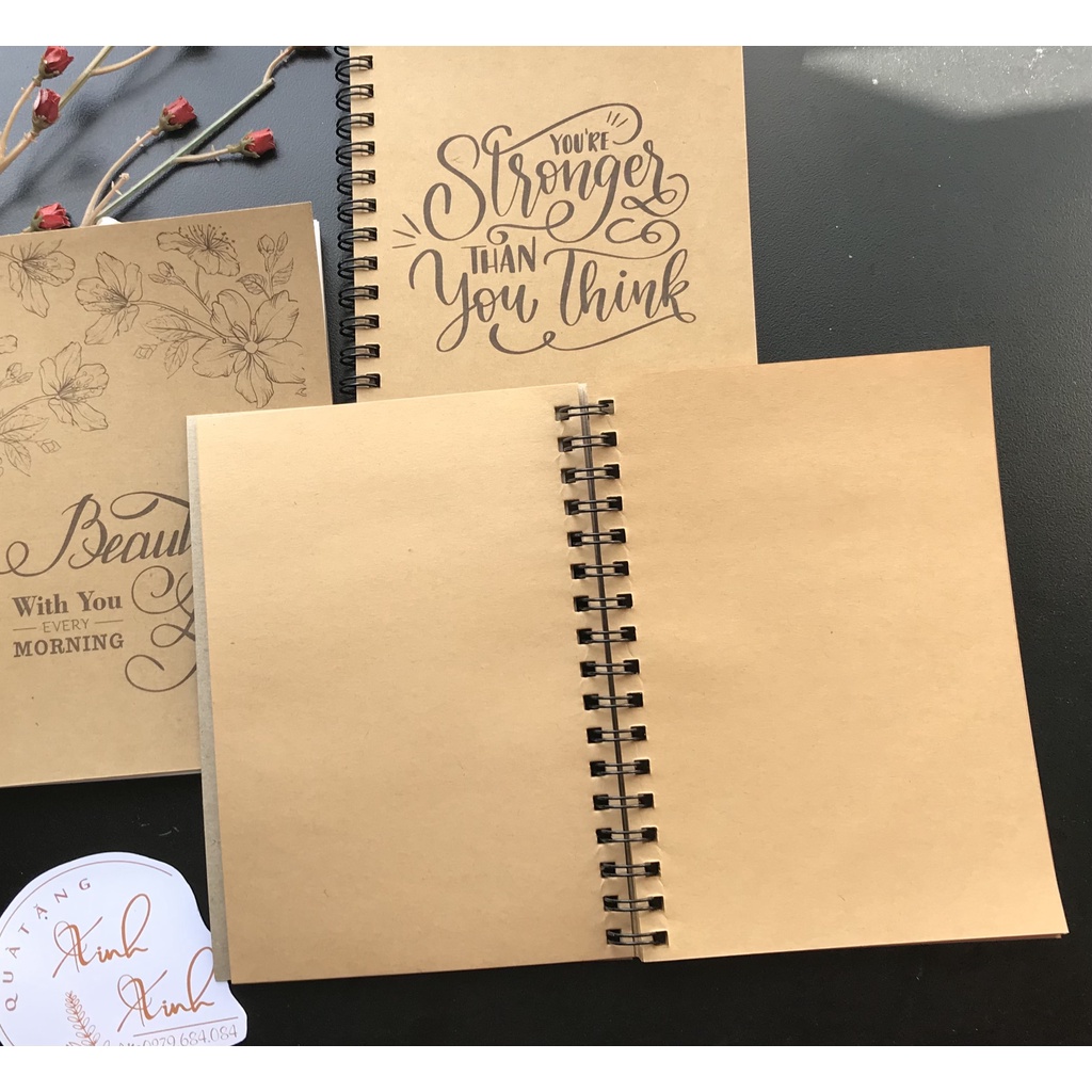 Sổ ghi chép lò xo tiện lợi, sổ ruột giấy nâu xinh xắn, thích hợp cho học sinh, sinh viên