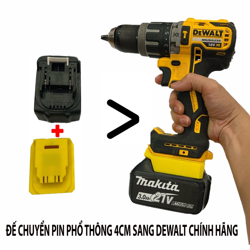 Đế Chuyển Pin Makita Sang Dewalt 18 - 20V - Ngàm Đế Chuyển Chân Pin Makita 40MM Sang Cho Pin Dewalt 20V