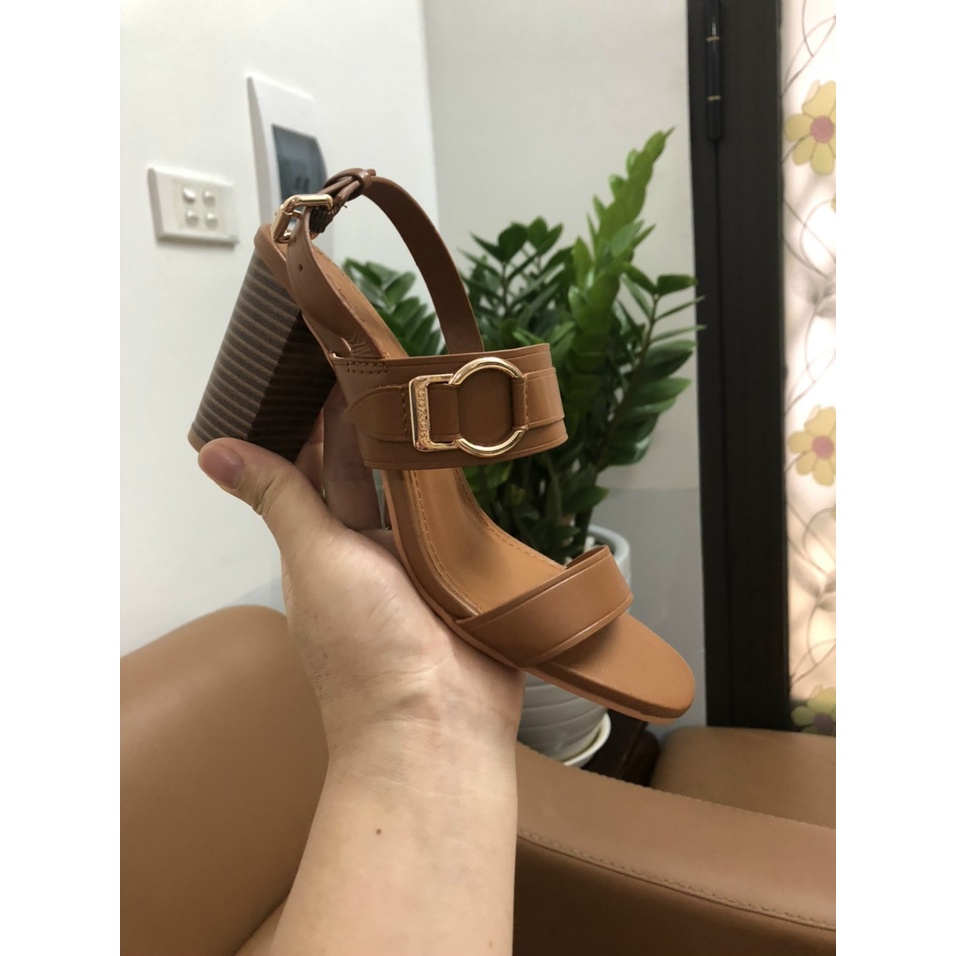 Sandan cao gót coách da thật cao 7cm