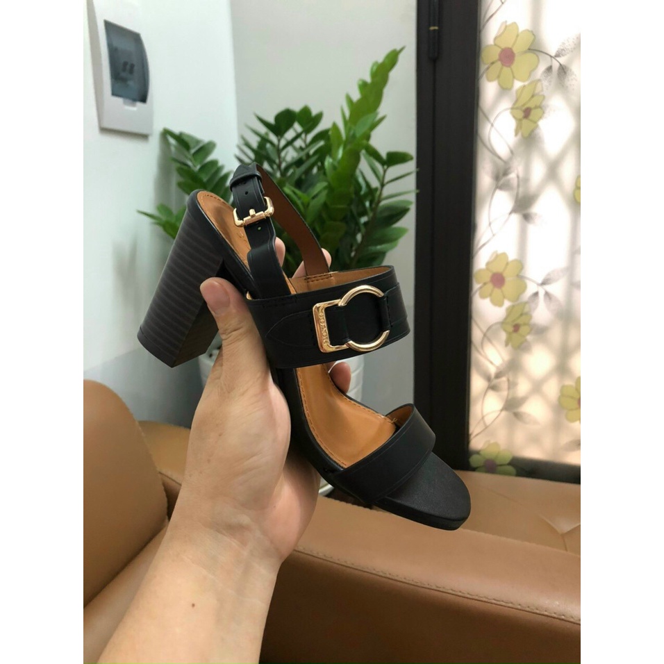 Sandan cao gót coách da thật cao 7cm