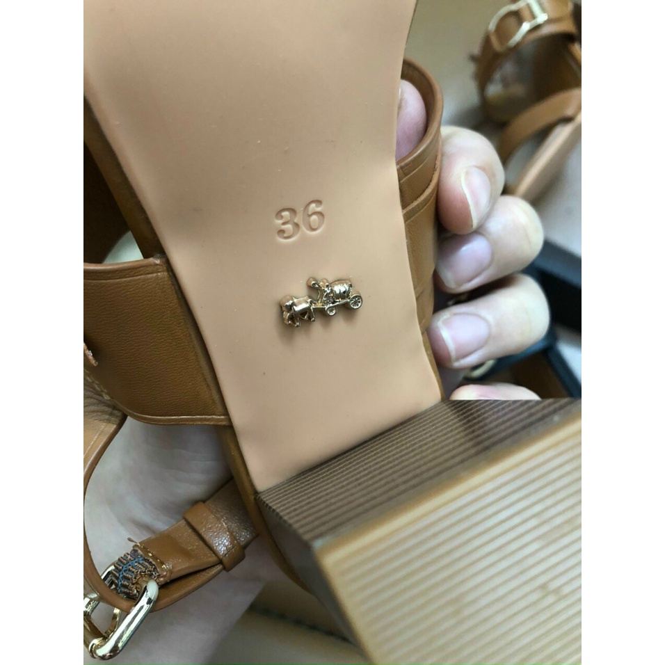 Sandan cao gót coách da thật cao 7cm