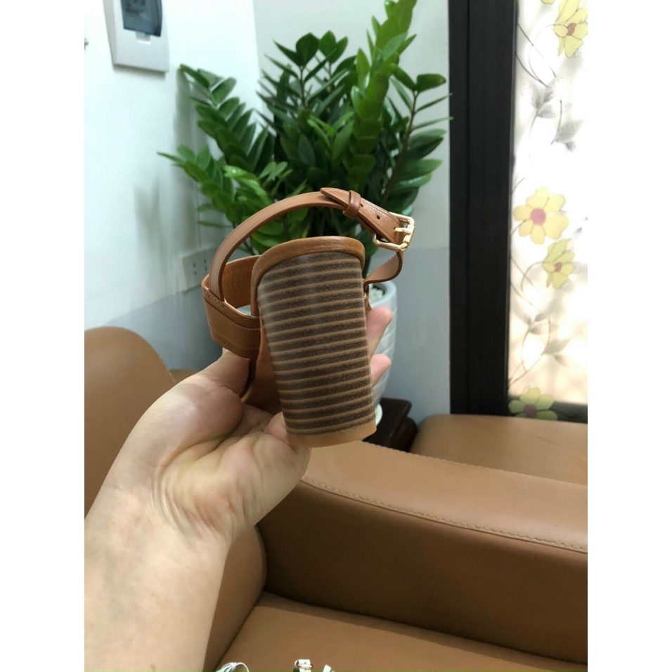 Sandan cao gót coách da thật cao 7cm