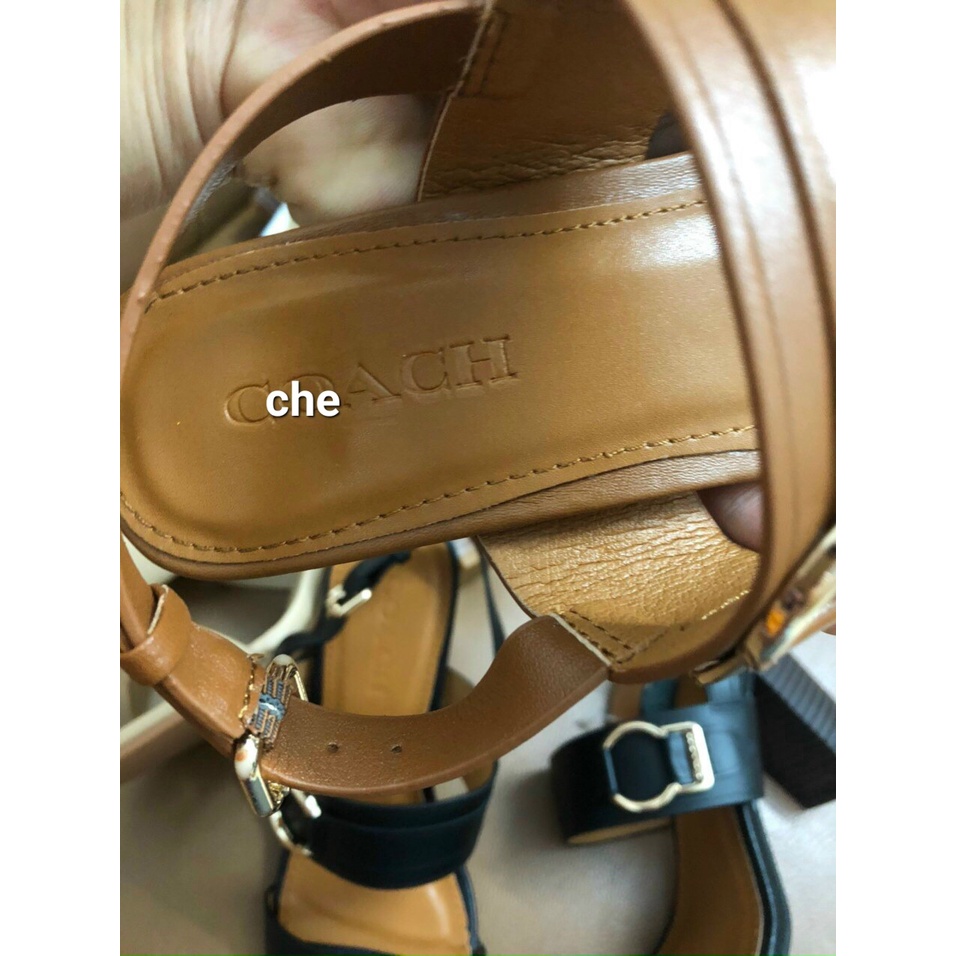 Sandan cao gót coách da thật cao 7cm