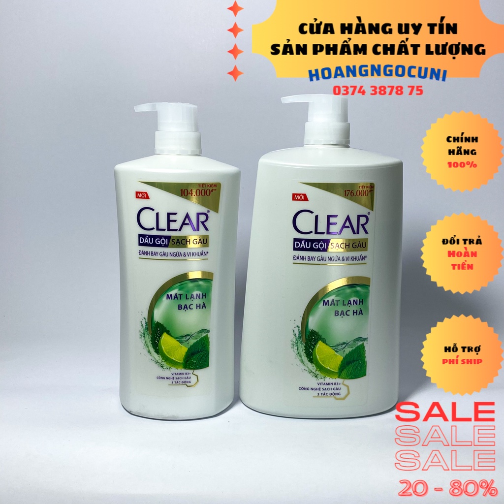 Dầu gội Clear men mát lạnh bạc hà cool sport dành cho nam chai lớn có vòi 900g mẫu mới tiết kiệm giá rẻ