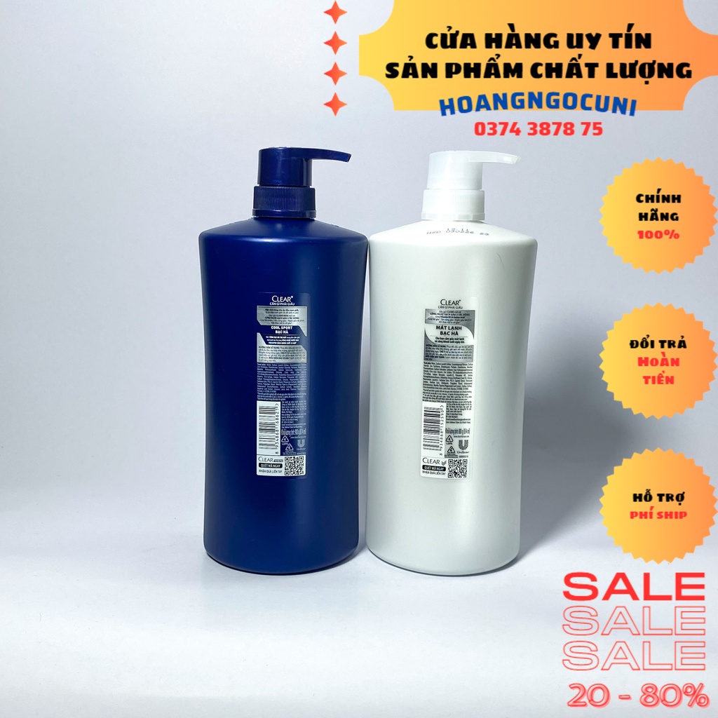 Dầu gội Clear mát lạnh bạc hà chai 880g dung tích vừa siêu tiết kiệm giá rẻ và chính hãng
