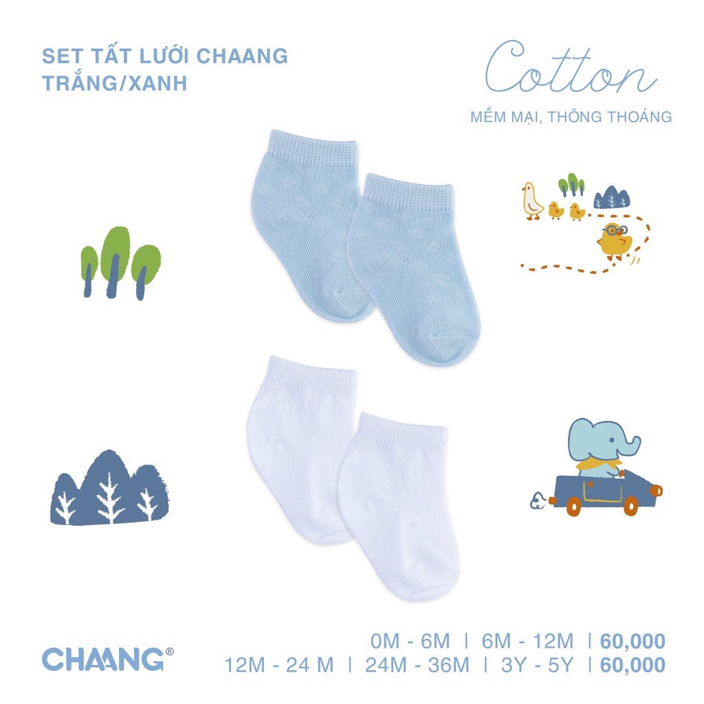 CHAANG- Set 2 tất lưới Chaang cho bé gái bé trai ( từ sơ sinh đến 5 tuổi)