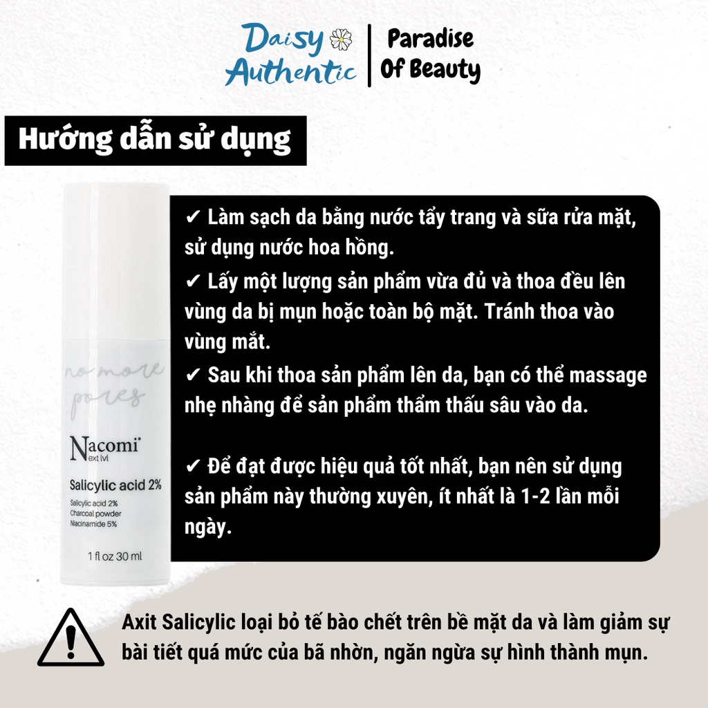 Toner Nacomi Salicylic Acid 2% 30ml - Làm Sạch Lỗ Chân Lông