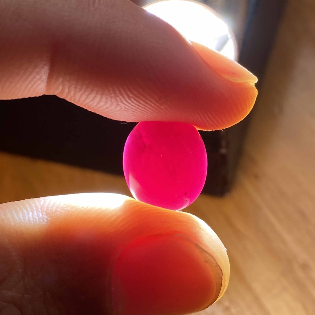 Mặt Đá Ruby Sao Tự Nhiên Yên Bái Mài Sống 8,75ct Mặt Nhẫn, Mặt Dây Chuyền