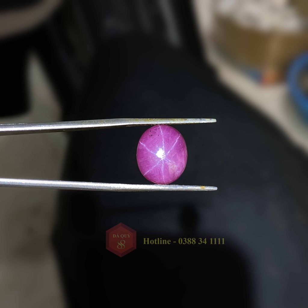 Mặt Đá Ruby Sao Tự Nhiên Yên Bái Mài Sống 8,75ct Mặt Nhẫn, Mặt Dây Chuyền