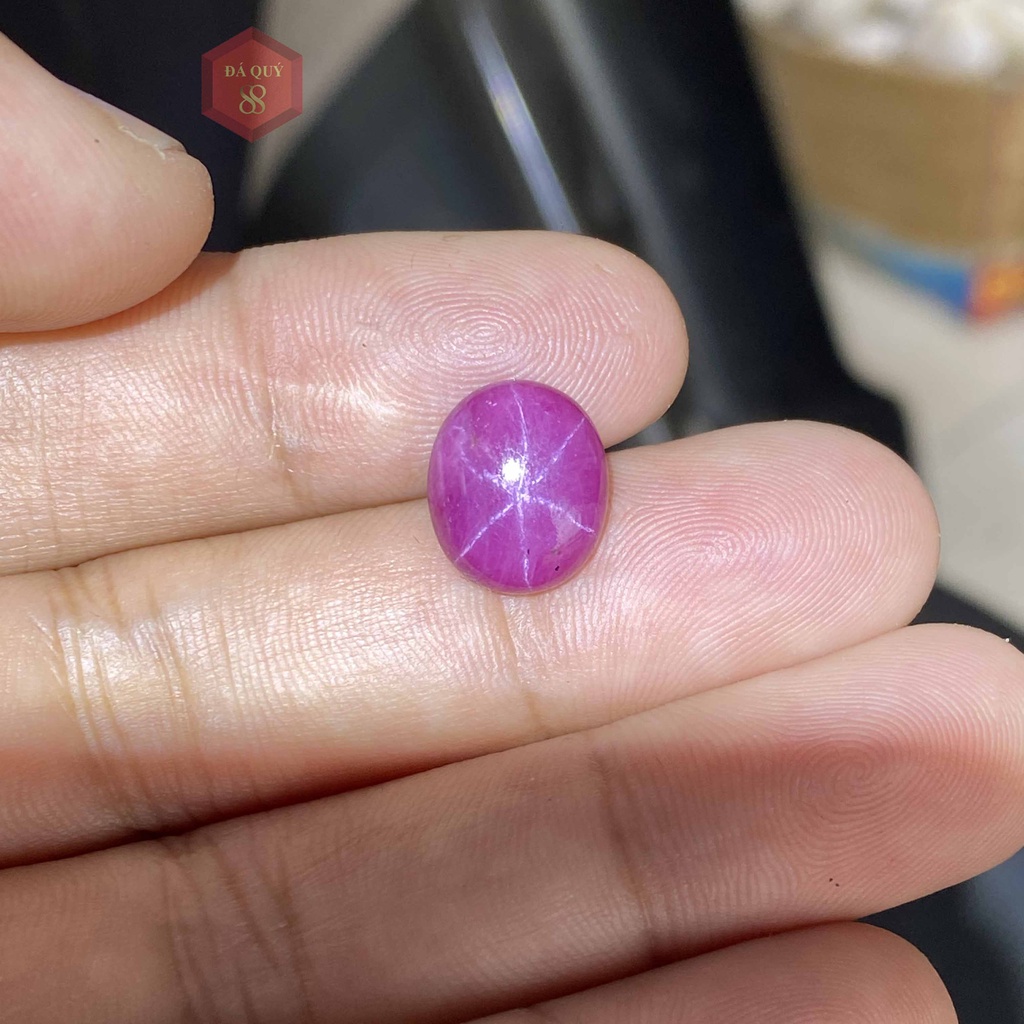 Mặt Đá Ruby Sao Tự Nhiên Yên Bái Mài Sống 8,75ct Mặt Nhẫn, Mặt Dây Chuyền