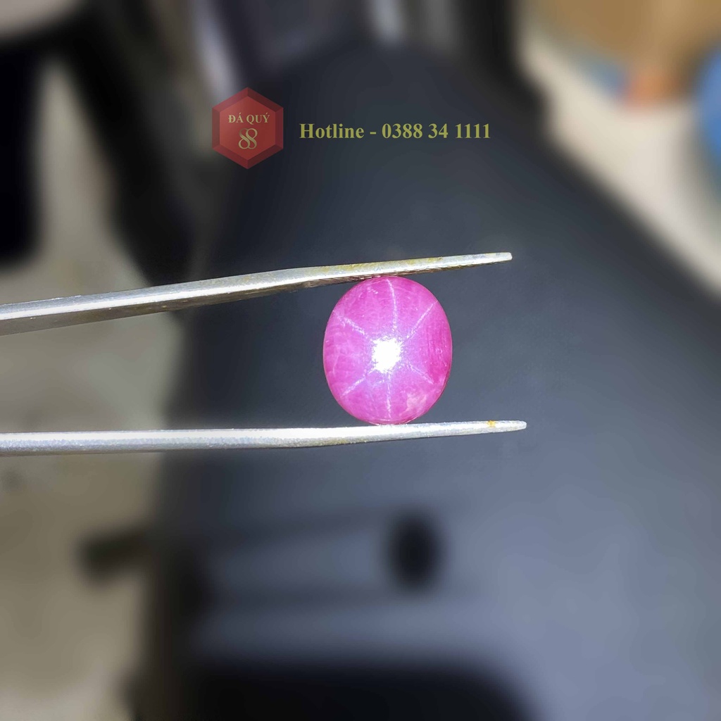 Mặt Đá Ruby Sao Tự Nhiên Yên Bái Mài Sống 10,65ct mặt nhẫn, mặt dây