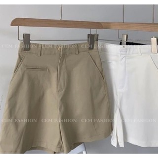 Quần đùi nữ, quần short kaki dáng lửng, quần sooc ống rộng chất kaki mềm mát cem060