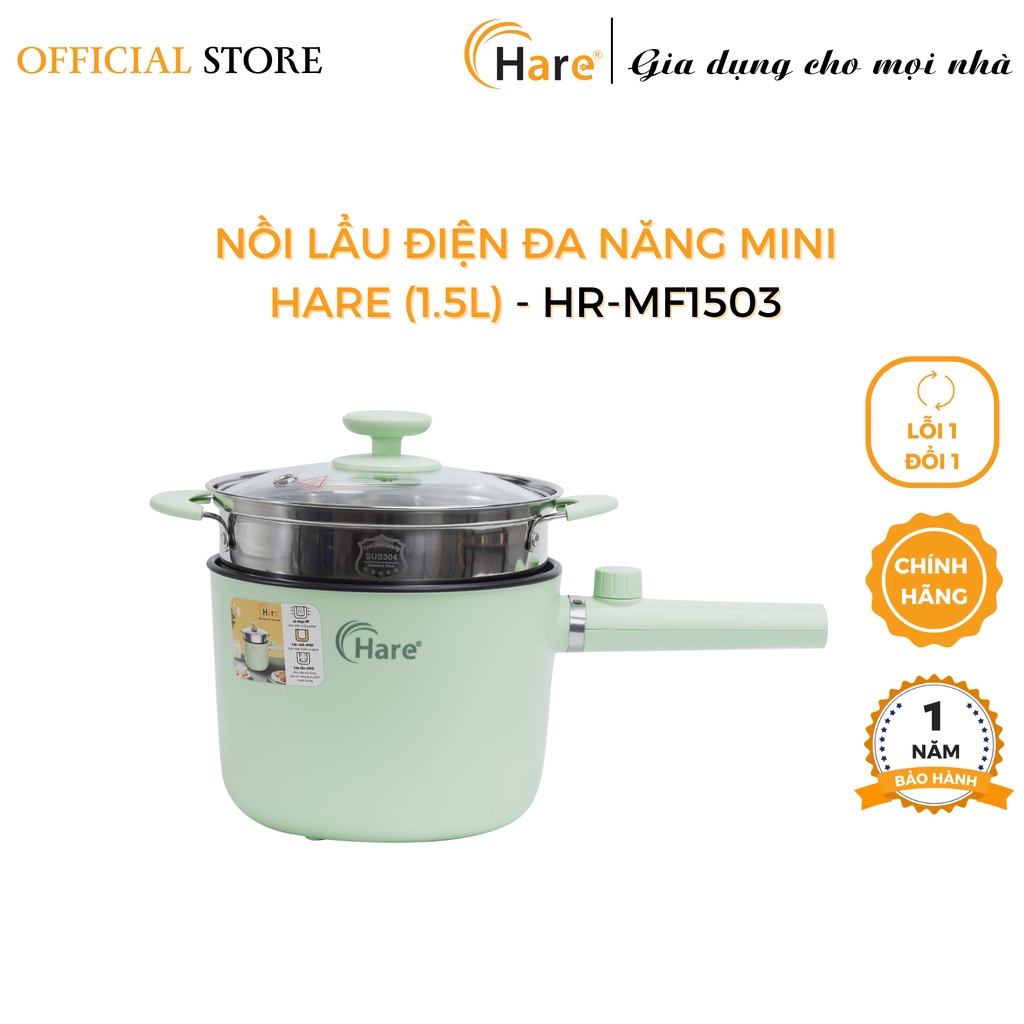 Nồi lẩu điện đa năng mini HR-MF1503 (1.5L) - thương hiệu Hare - bảo hành 12 tháng