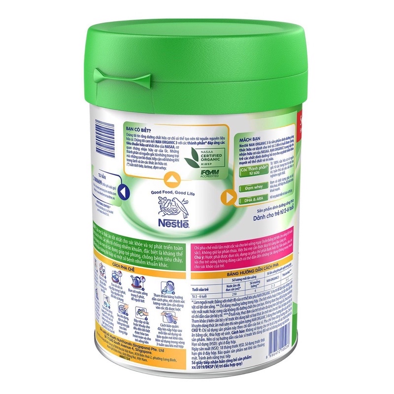 Sữa bột Nan Organic số 3 900g dành cho bé từ 2-6 tuổi