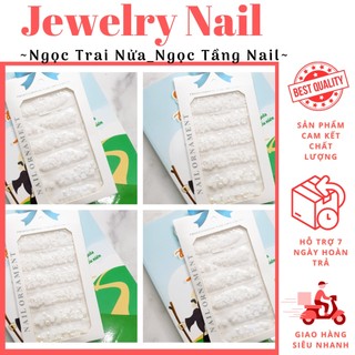 Sét ngọc trai nửa, ngọc tầng mix size trang trí móng nail