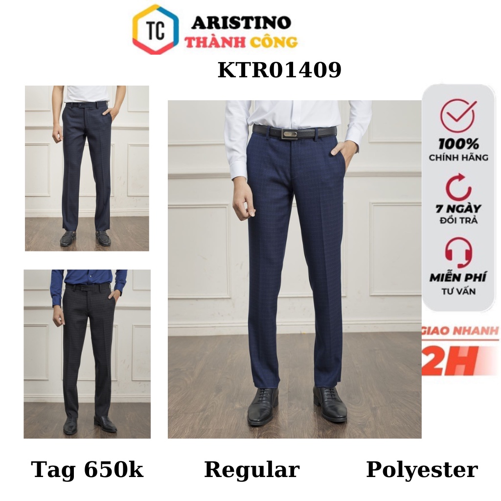 Quần âu công sở nam KWIN kẻ chìm sang trọng from rộng KTR01409
