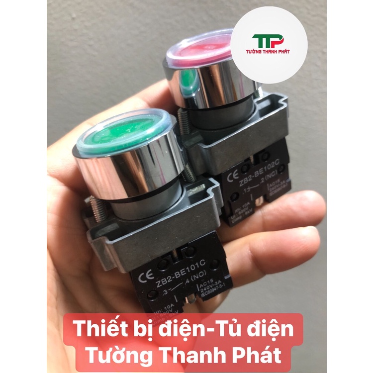 NÚT NHẤN NHẢ ĐẾ SẮT - LOẠI TỐT- IP67, MÀU XANH - ĐỎ,KHÔNG ĐÈN, PHI 22