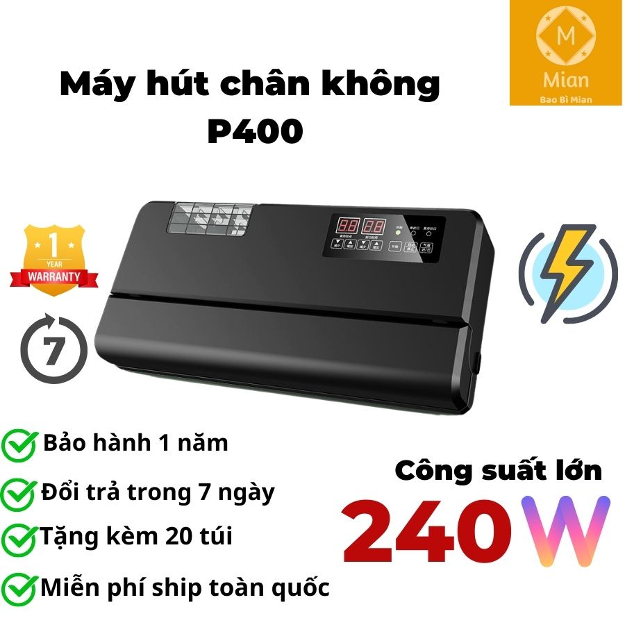 Máy Hút Chân Không P400 Không Kén Túi Đường Hàn 40cm Công Suất Cao - Bảo Hành 1 Năm