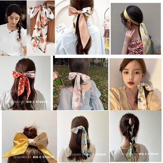 Dây Cột tóc vải hoa cột túi xách HandMade ngẫu nhiên