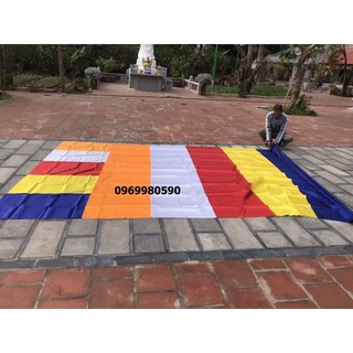 Cờ Phật Giáo kích thước lớn, chất liệu vải satanh bền đẹp