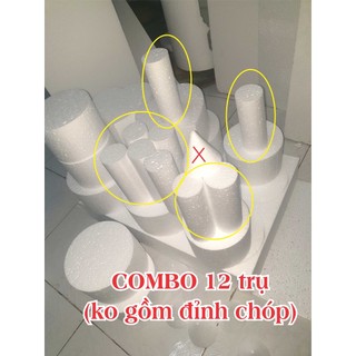 12 Trụ xốp tròn size 3, đường kính 6cm cao 15cm làm lâu đài.