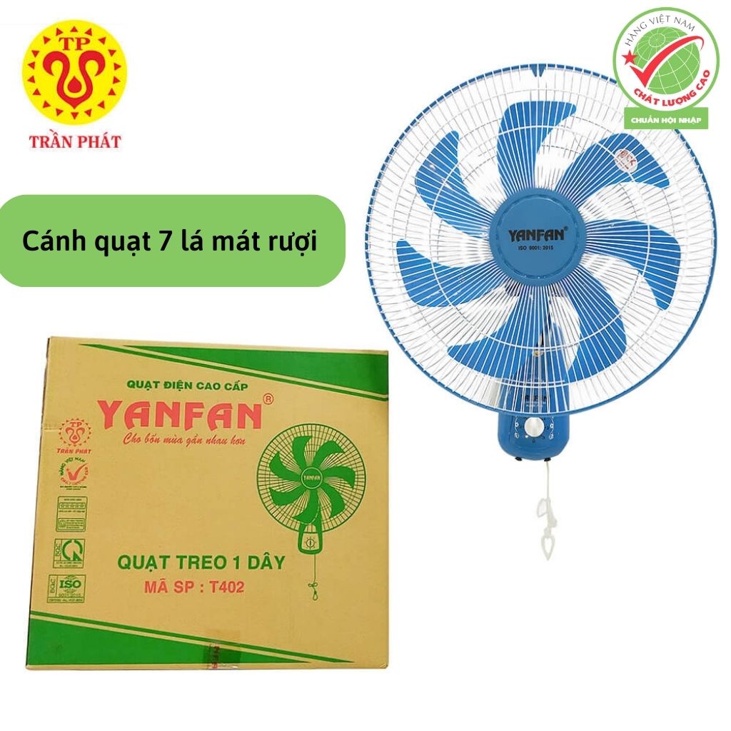 Quạt treo 7 cánh 2 dây Yanfan- quạt gắn tường 47W bảo hành chính hãng 3 năm