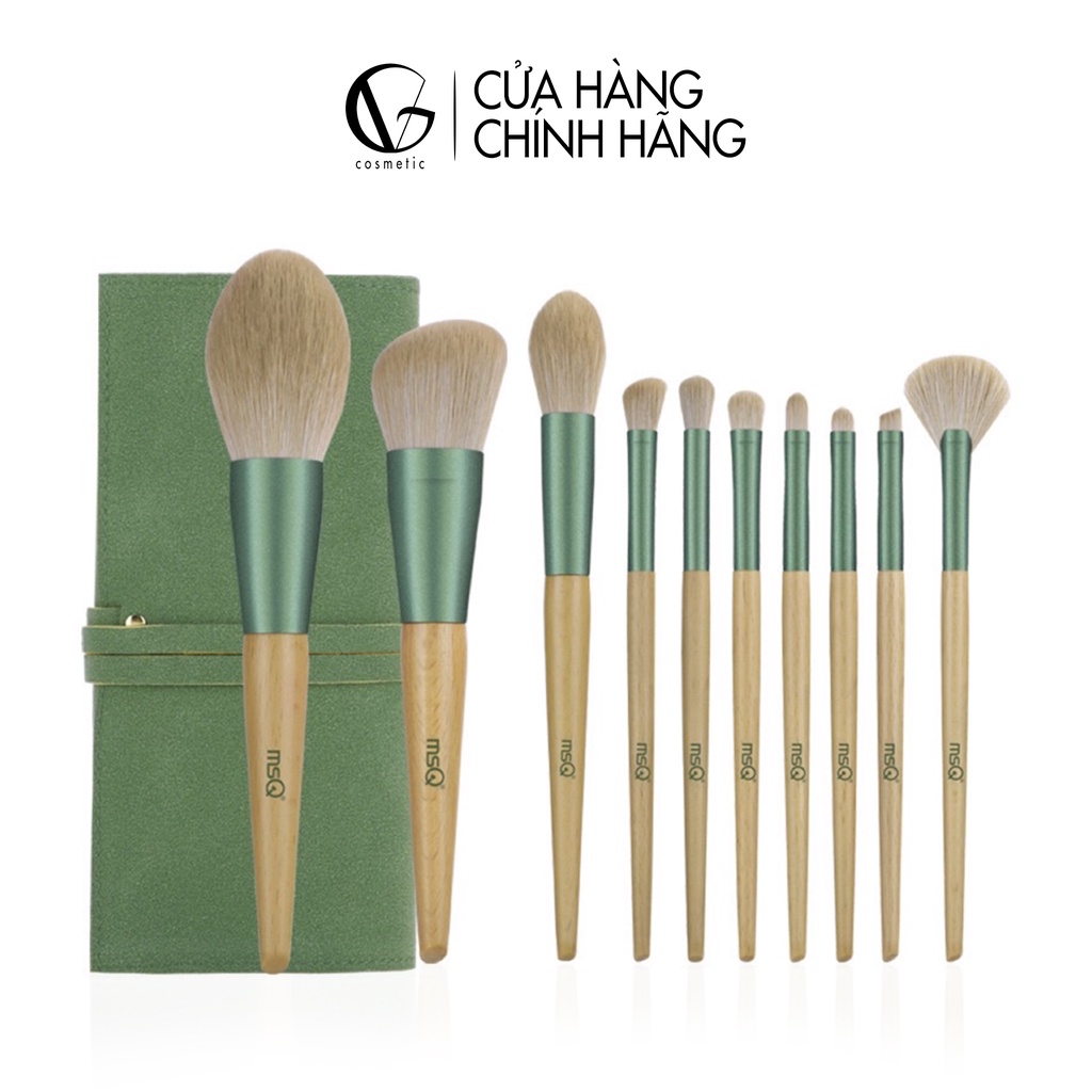Bộ Cọ Trang Điểm Bông Mút Tán Kem Nền GUVIET 10 cây Theo Túi Da Tiện Lợi