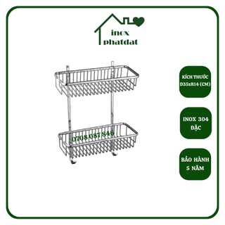 Kệ nhà tắm 2 tầng treo tường PHÁT ĐẠT Inox 304, kệ để đồ xà bông, giá để xà phòng phòng tắm (SP062)