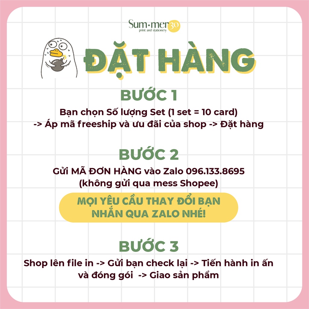 Sum.mer30 - SET 10 CARD BO GÓC in 2 mặt ảnh kpop, gia đình theo yêu cầu, làm quà tặng
