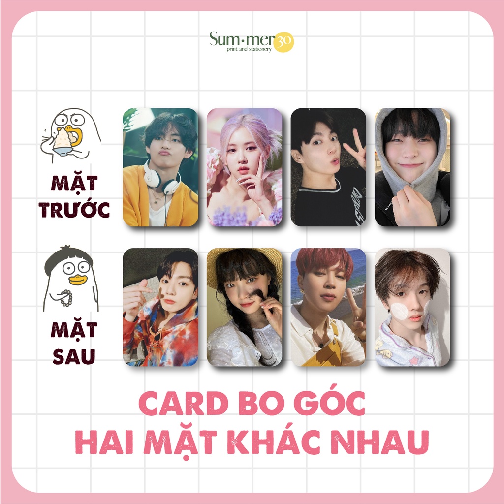 Sum.mer30 - SET 10 CARD BO GÓC in 2 mặt ảnh kpop, gia đình theo yêu cầu, làm quà tặng